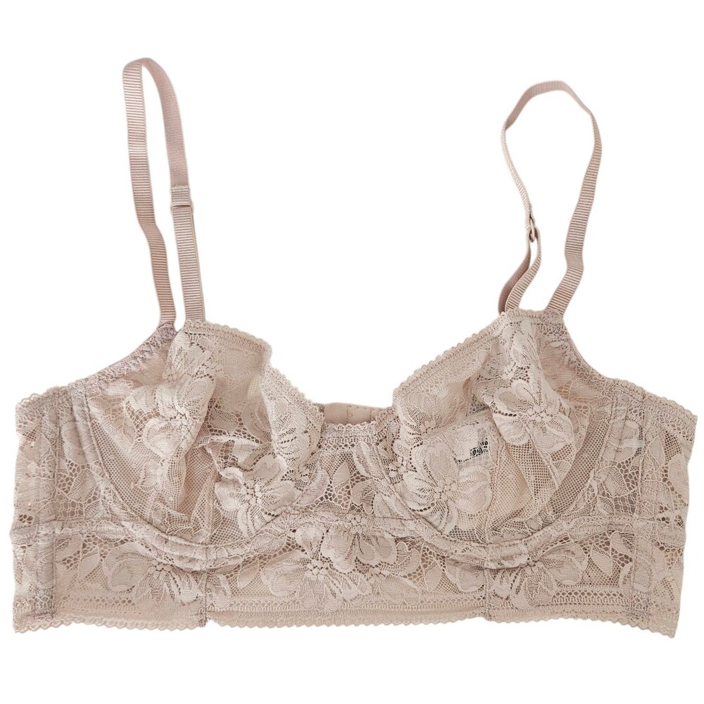 Free People Sweet Nothings Lace Bra Bralette Light Sand Pink Beige 34C NEW $58